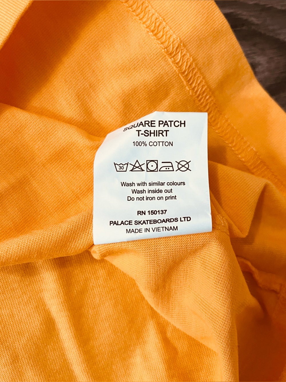 Palace Square Patch Tee T-Shirt Orange Men's Skateboards - Size S Cotton - Picture 3 of 6
